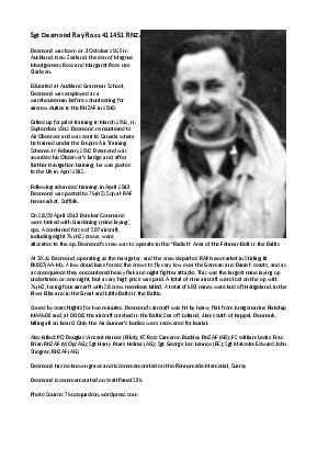 A preview of a PDF biography for Ross, Desmond Ray